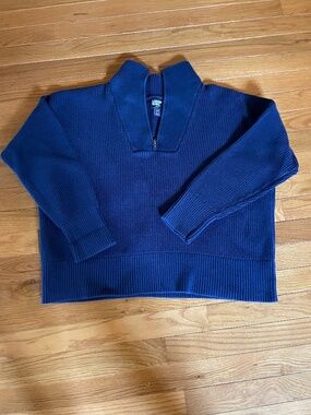 Lands’ End 100% Cotton Drifter Quarter Zip Sweater